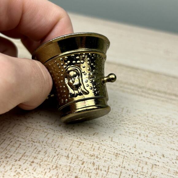 Miniature Dollhouse Mortar Ice Bucket Trashcan Dollhouse Furniture Bronze Color - Picture 10 of 12